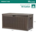 YITAHOME 303L Contenitore da Esterno per Giardino, Baule da Esterno in Resina HDPE con Coperchio Lucchettabile e Maniglie Laterali, Panca Contenitore Impermeabile per Mobili da Patio, Cuscini, Attrezzature da Piscina e Attrezzi da Giardino, Marrone